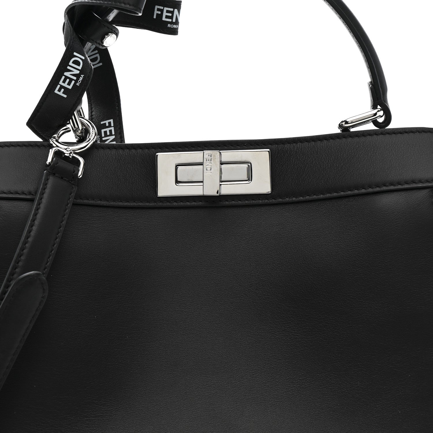 Fendi X MARC JACOBS Vitello Seta Shiny Nappa Medium Peekaboo I SEE U Satchel Black 9 of 11