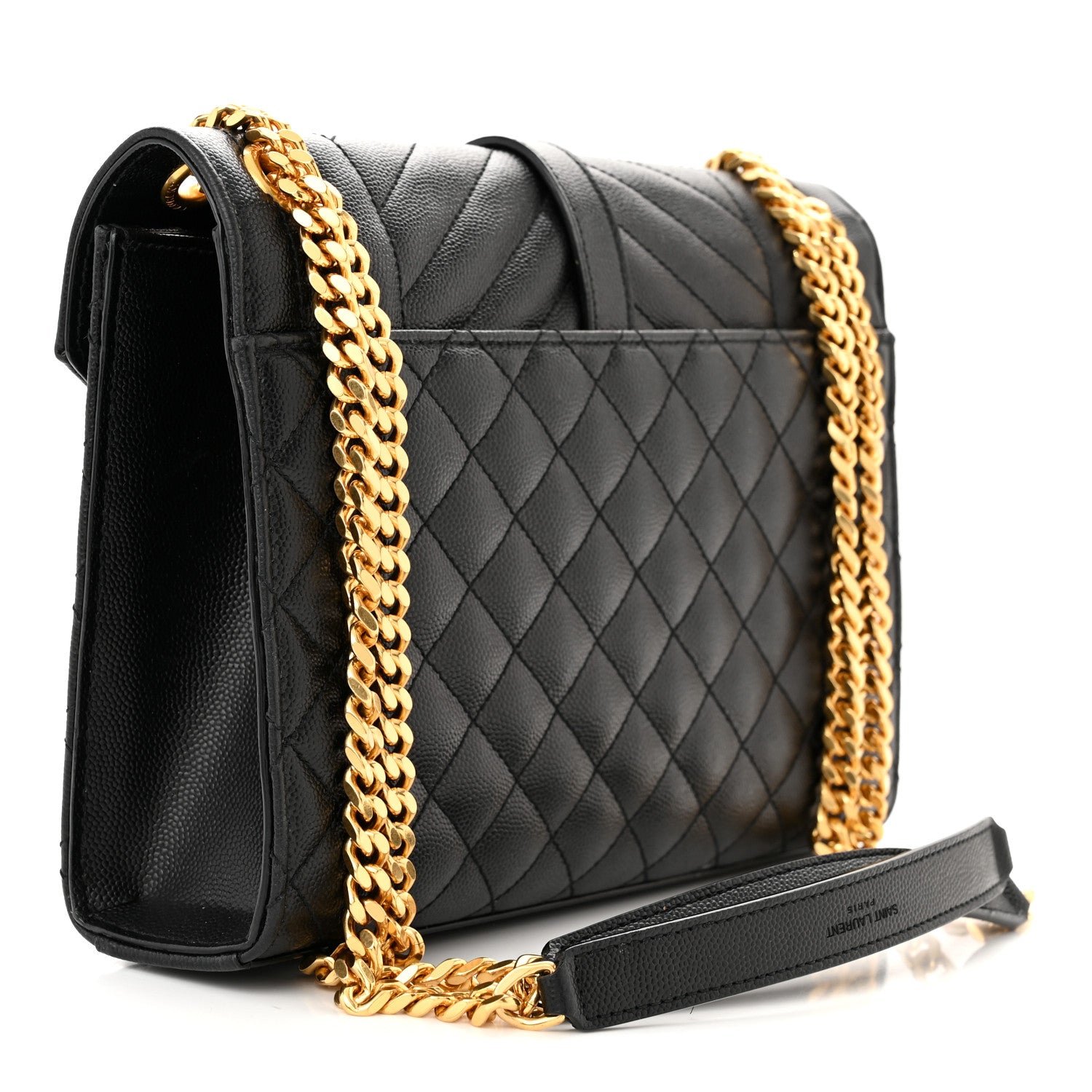 Saint Laurent Grain De Poudre Textured Mixed Matelasse Triquilt Medium Monogram Satchel Black 3 of 11