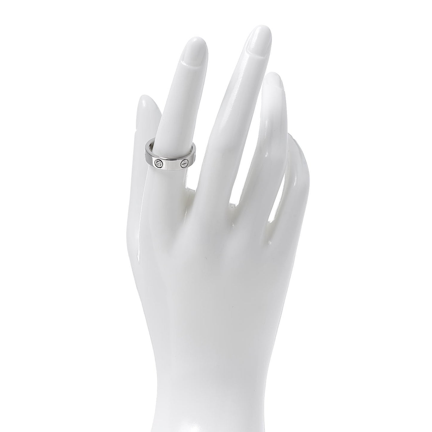 18K White Gold 3 Diamond 5.5mm LOVE Ring 56 7.5