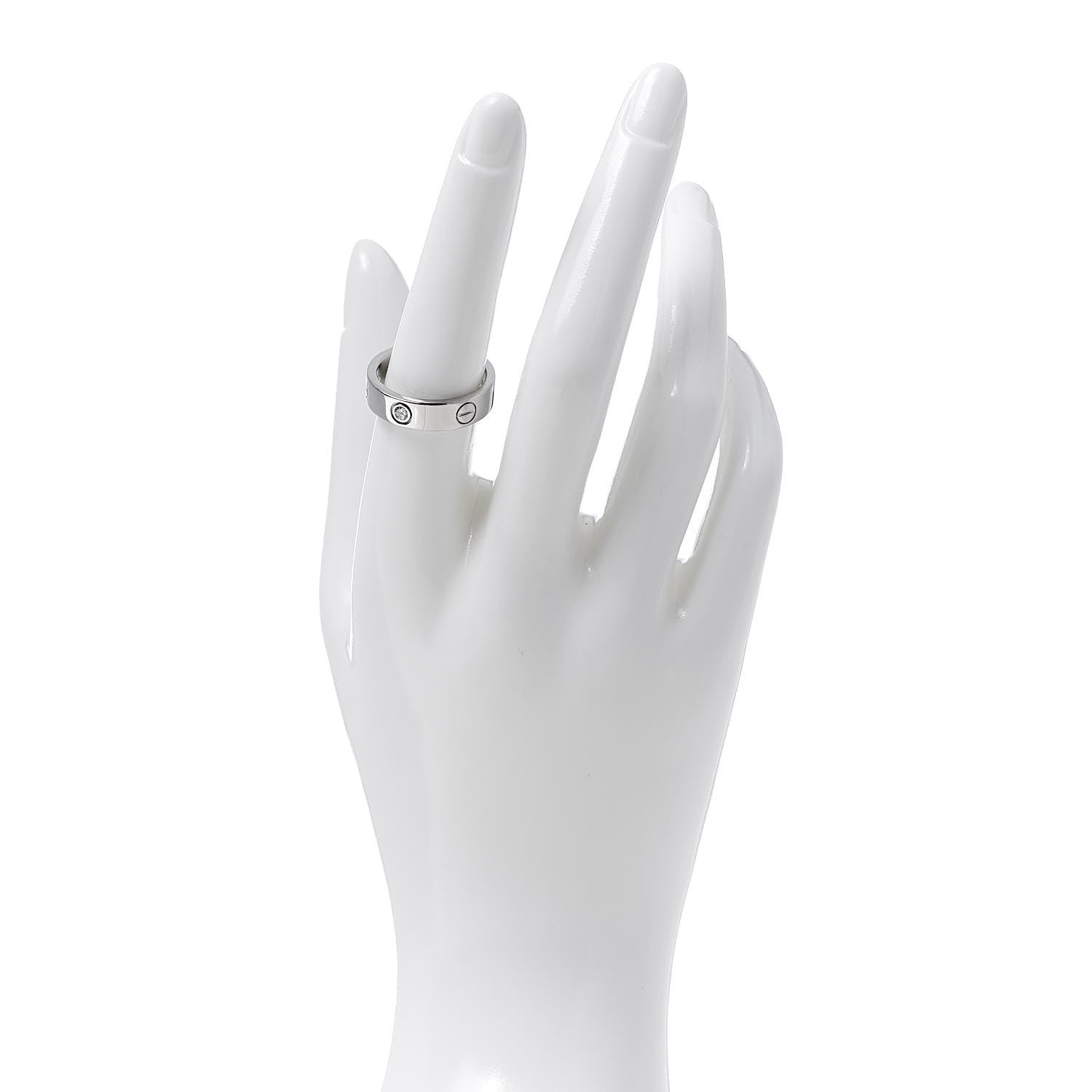 Cartier 18K White Gold 3 Diamond 5.5mm LOVE Ring 56 7.5 2 of 6