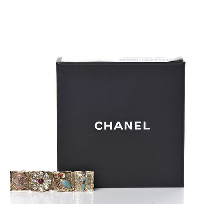 Chanel Enamel Crystal Brooch Gold Multicolor 7 of 7
