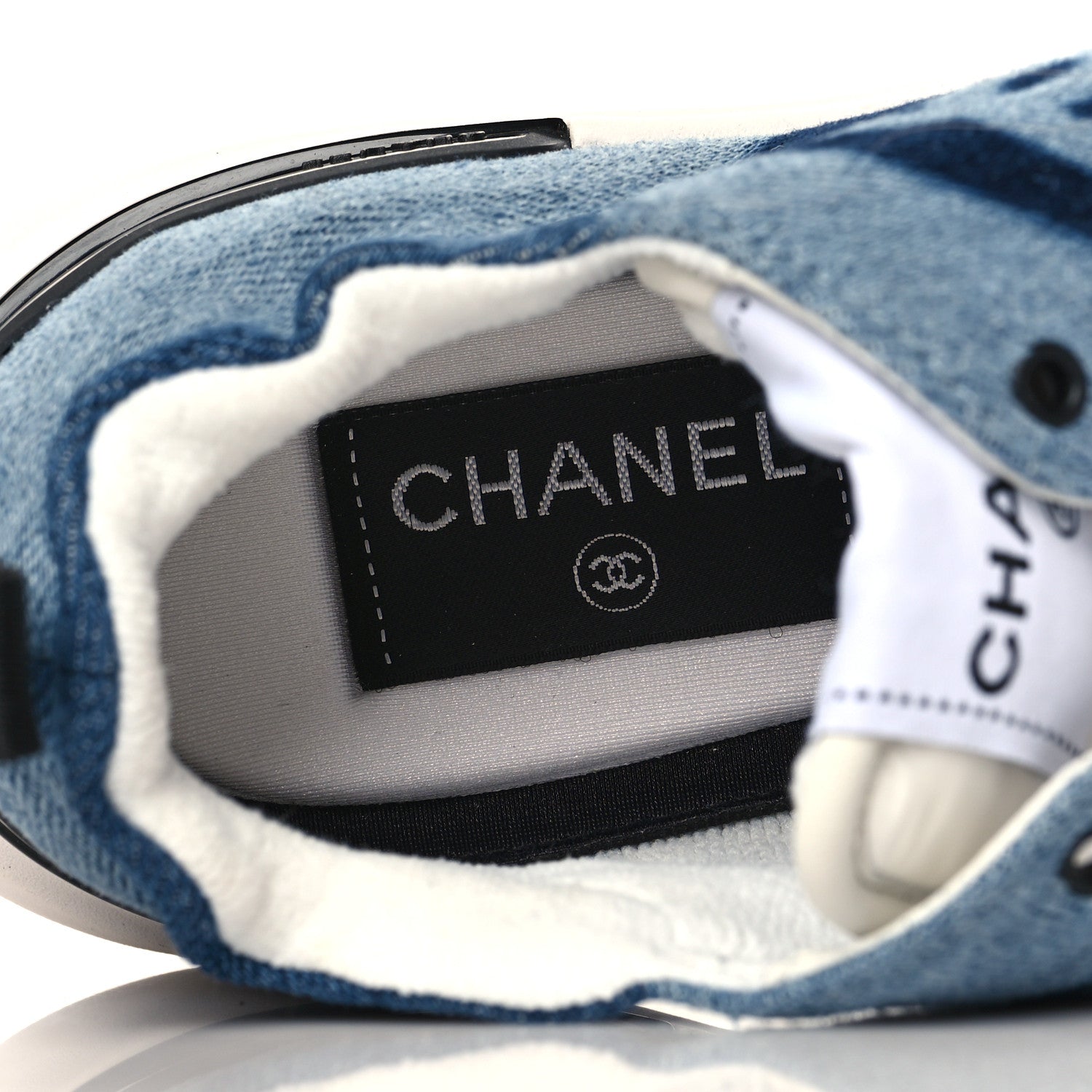 Chanel Denim Suede Calfskin Womens CC Sneakers 36.5 Dark Blue 6 of 7