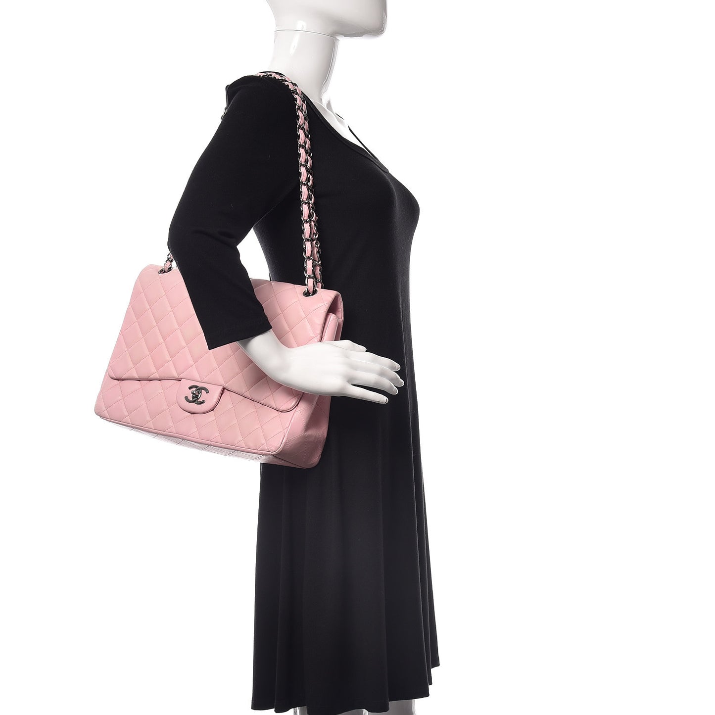 Lambskin Quilted Maxi Single Flap Pink