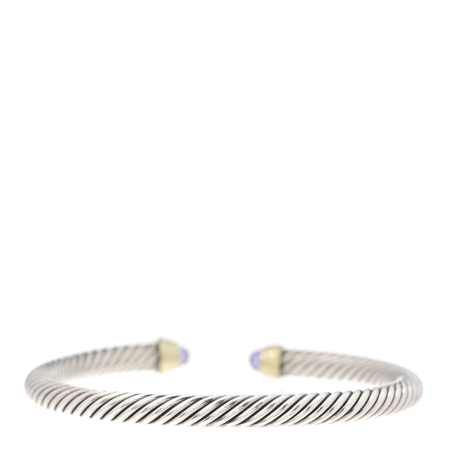 Sterling Silver 14K Yellow Gold Amethyst 5mm Cable Classics Petite Color Bracelet