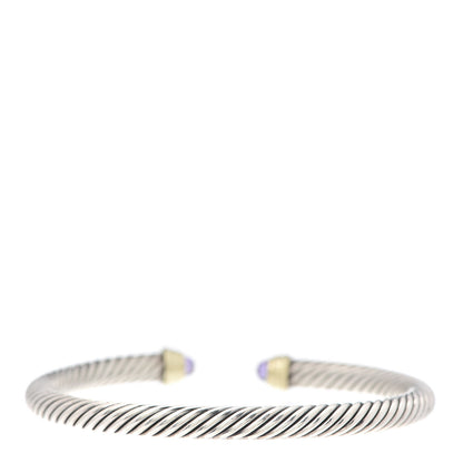 David Yurman Sterling Silver 14K Yellow Gold Amethyst 5mm Cable Classics Petite Color Bracelet 3 of 4