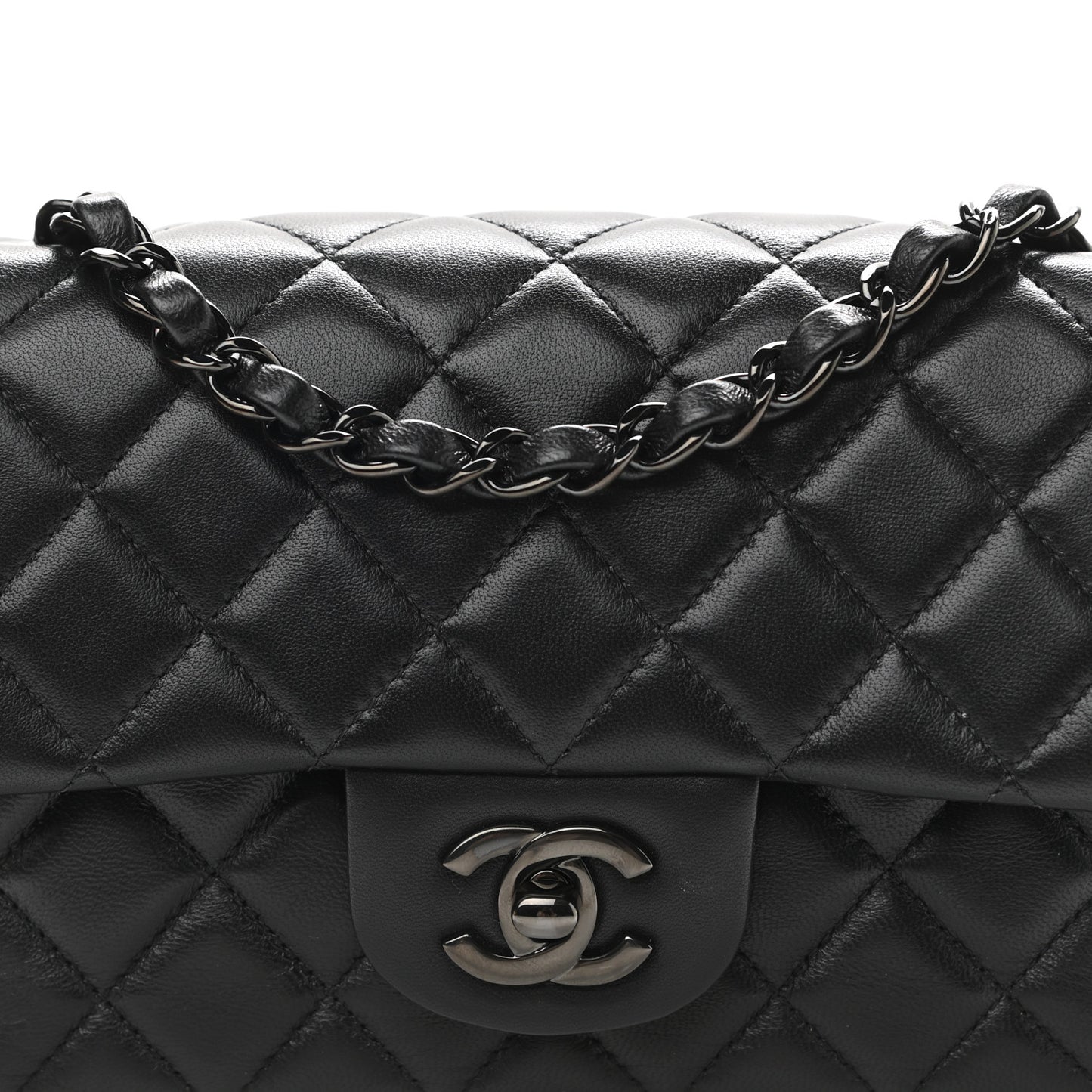 Lambskin Quilted Mini Rectangular Flap So Black