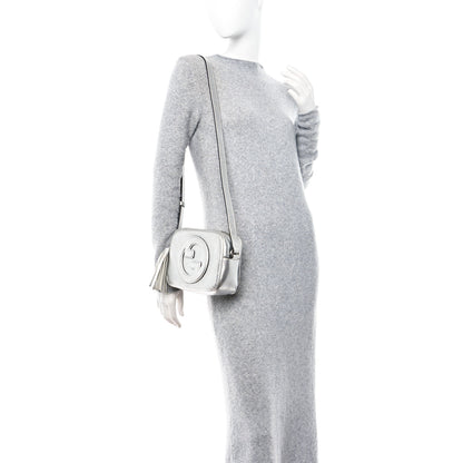 Gucci Metallic Sakai Be Green Calfskin Diagonal Stitched Small Blondie Shoulder Bag Silver 2 of 13