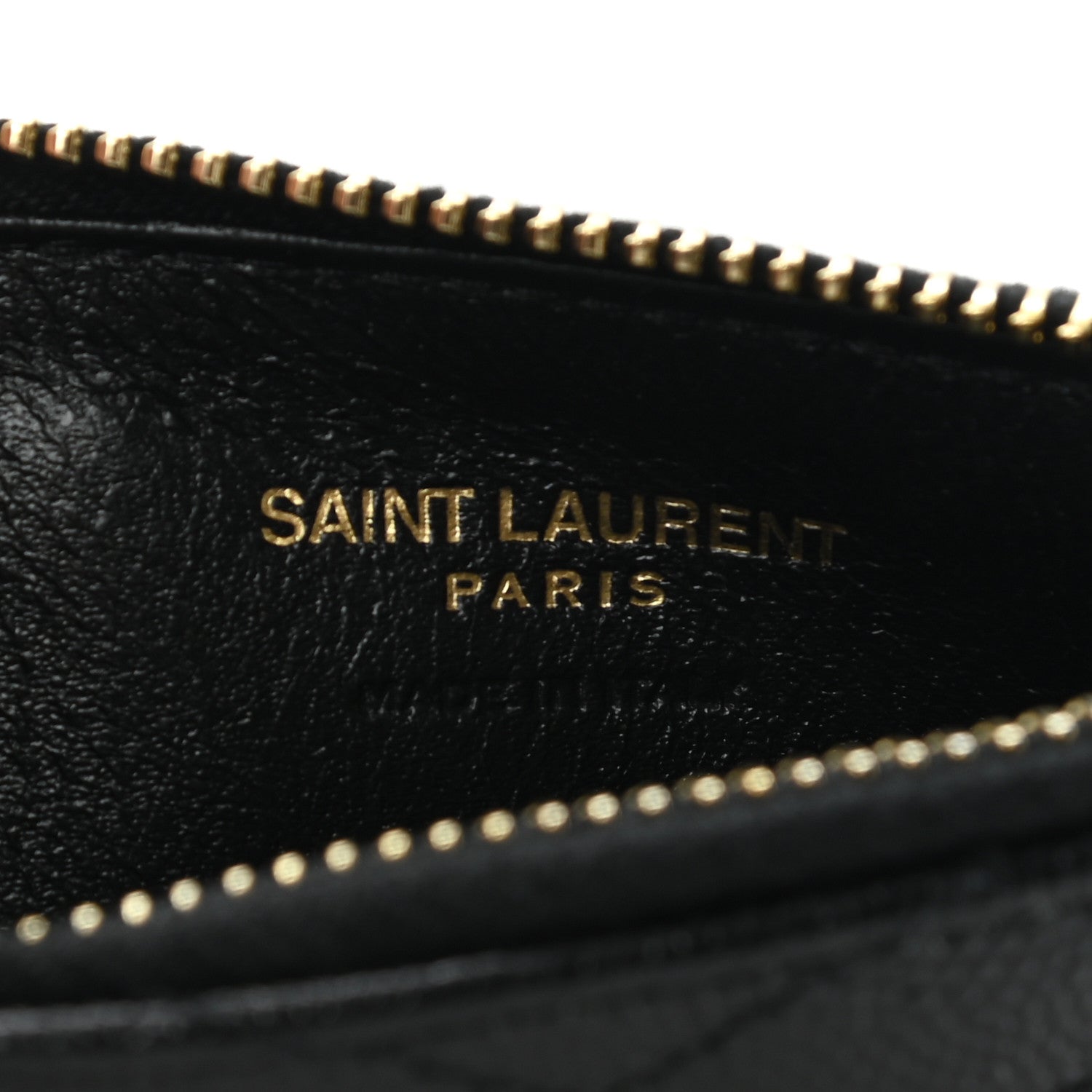 Saint Laurent Grain De Poudre Matelasse Chevron Monogram Fragments Zippered Card Case Black 7 of 8