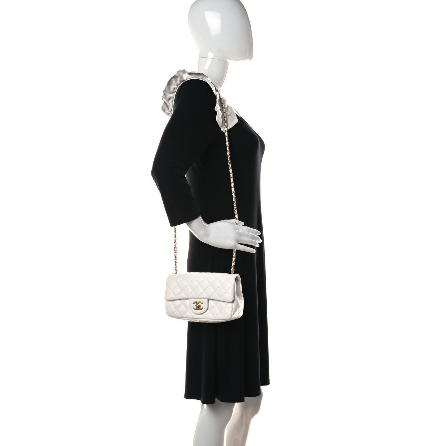 Lambskin Quilted Mini Romance Rectangular Flap White