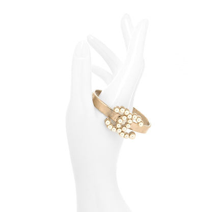 Chanel Pearl CC Cuff Bracelet Gold Pearly White 2 of 5
