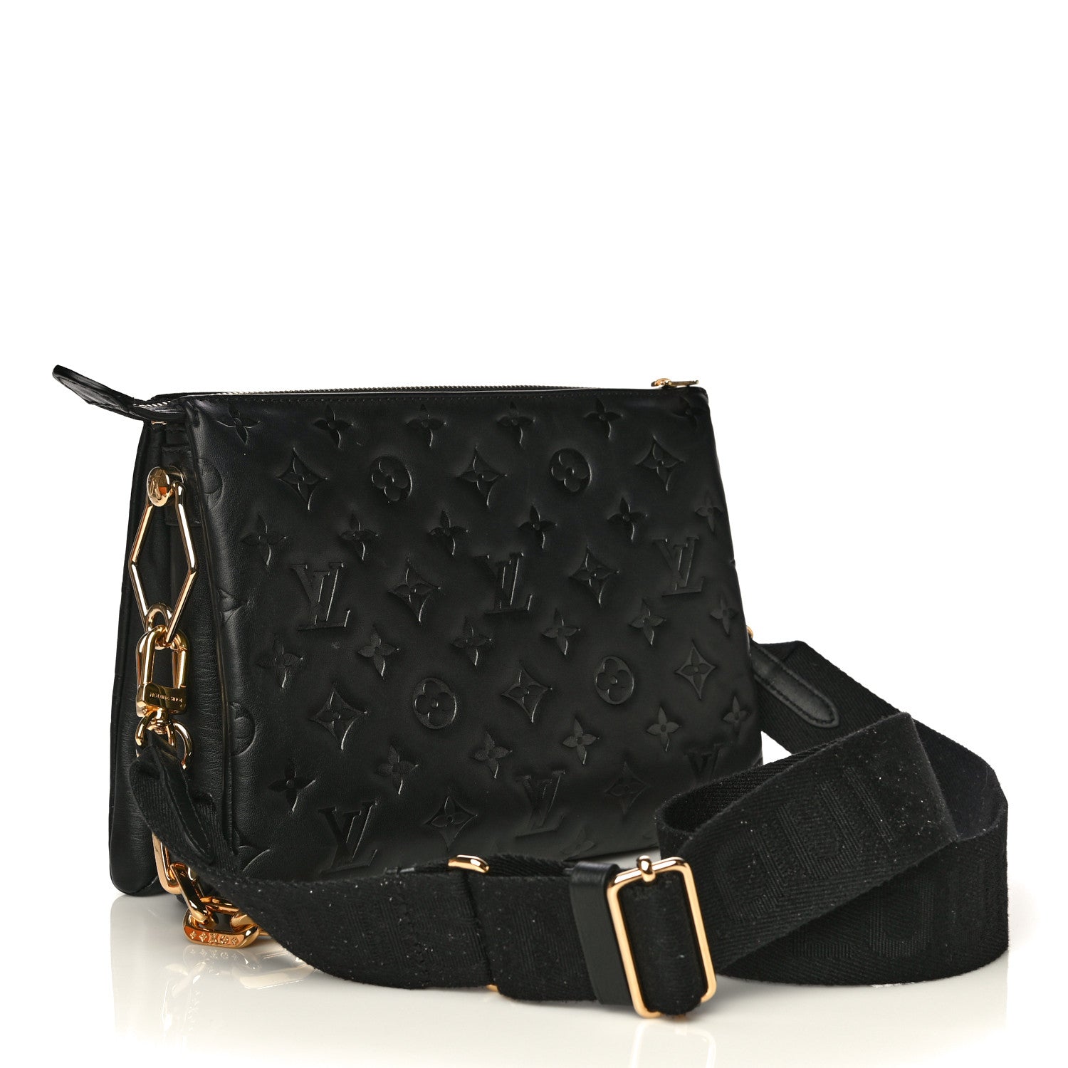 Louis Vuitton Lambskin Embossed Monogram Coussin PM Black 3 of 15