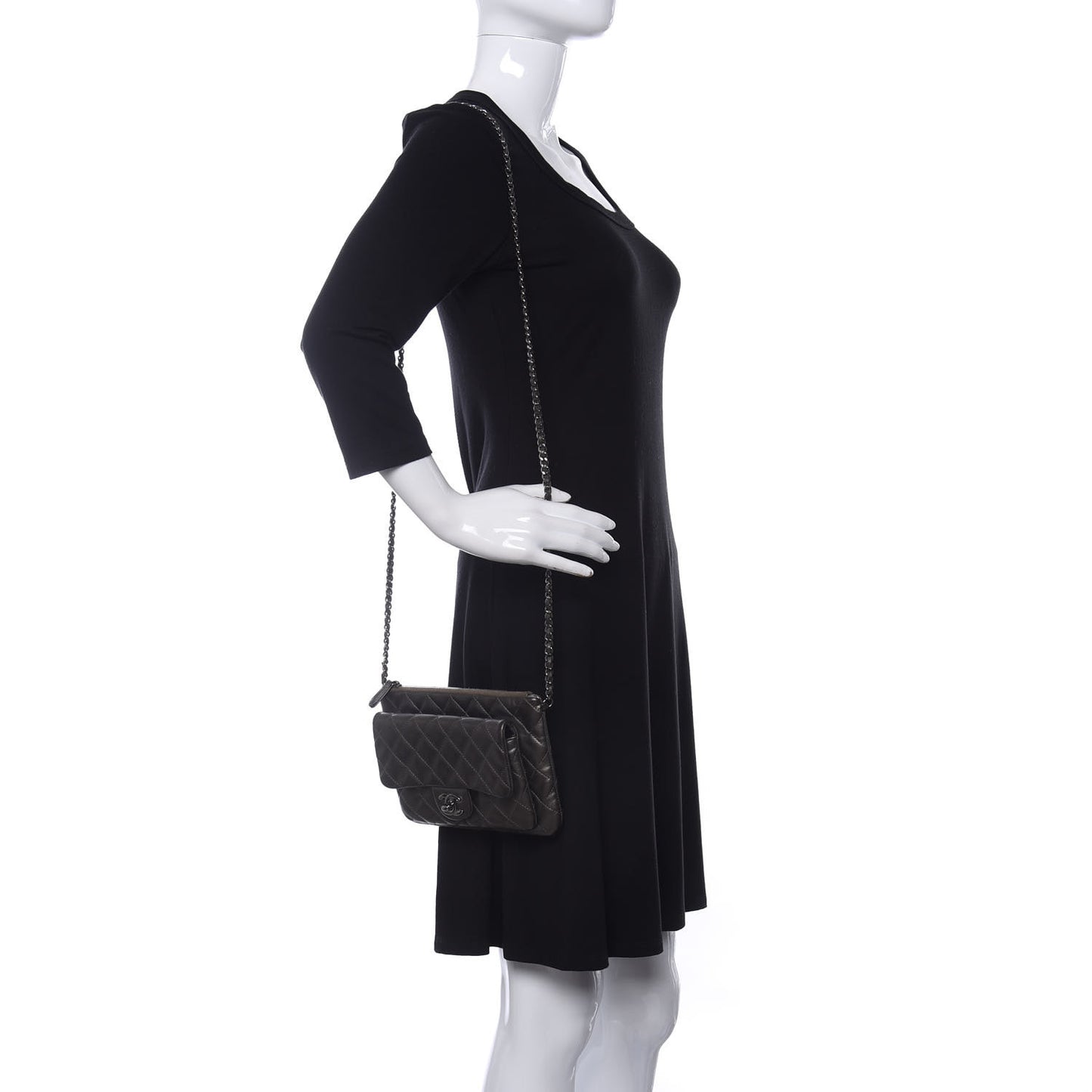 Metallic Lambskin Quilted Daily Zip Crossbody Bag Bronze