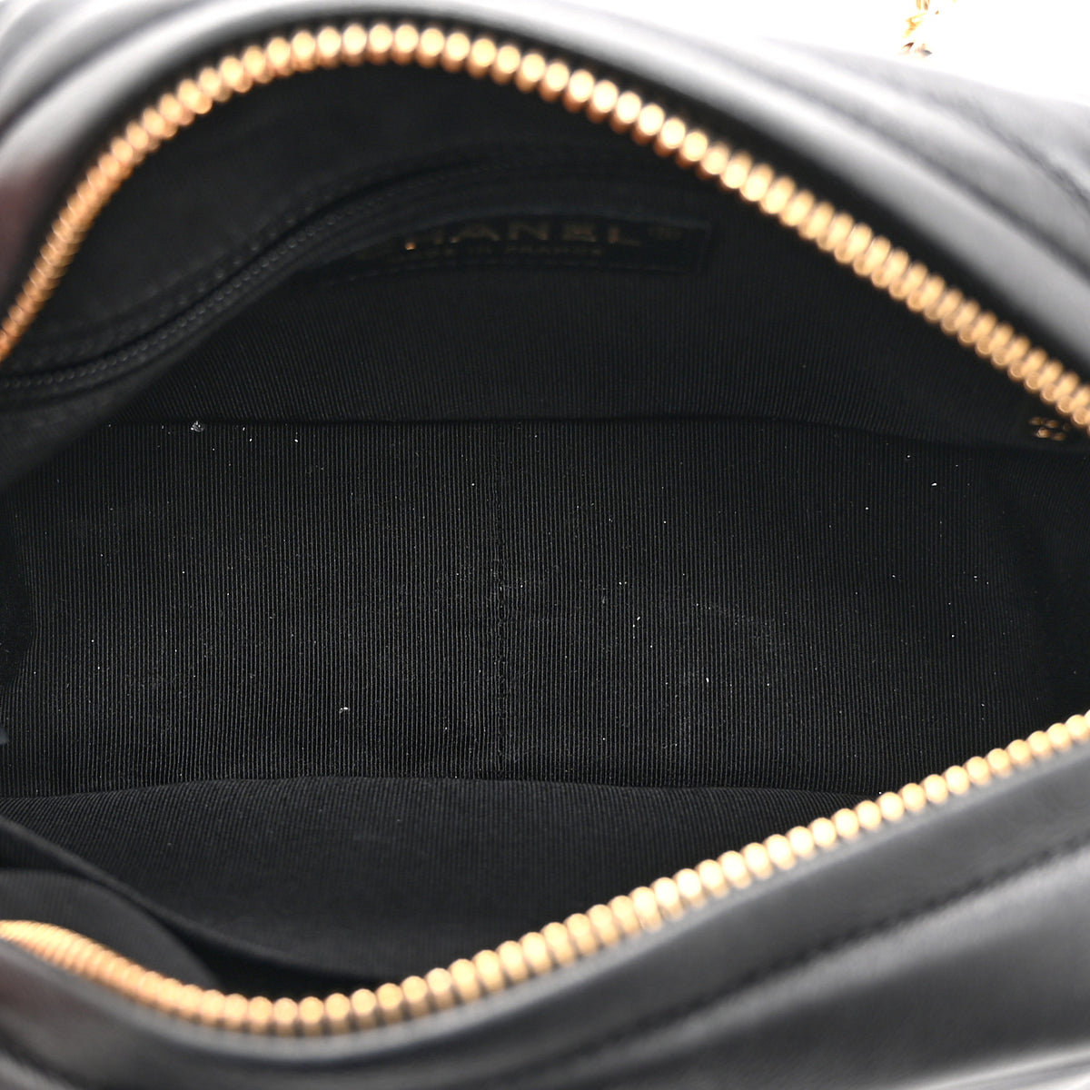 Lambskin Quilted Tassel Flap Camera Case Black