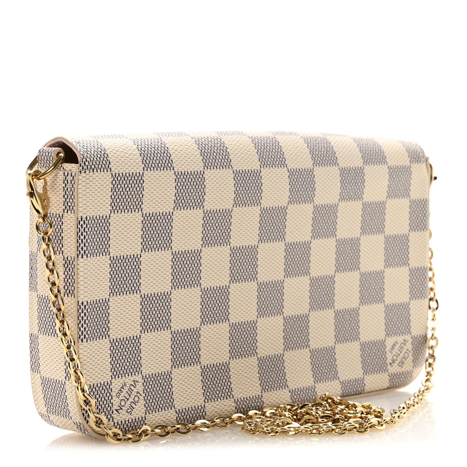 Louis Vuitton Damier Azur Pochette Felicie Chain Wallet Rose Ballerine 4 of 10
