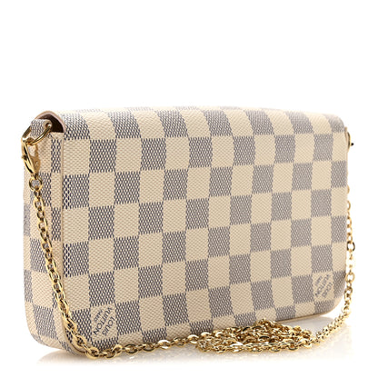 Louis Vuitton Damier Azur Pochette Felicie Chain Wallet Rose Ballerine 4 of 10