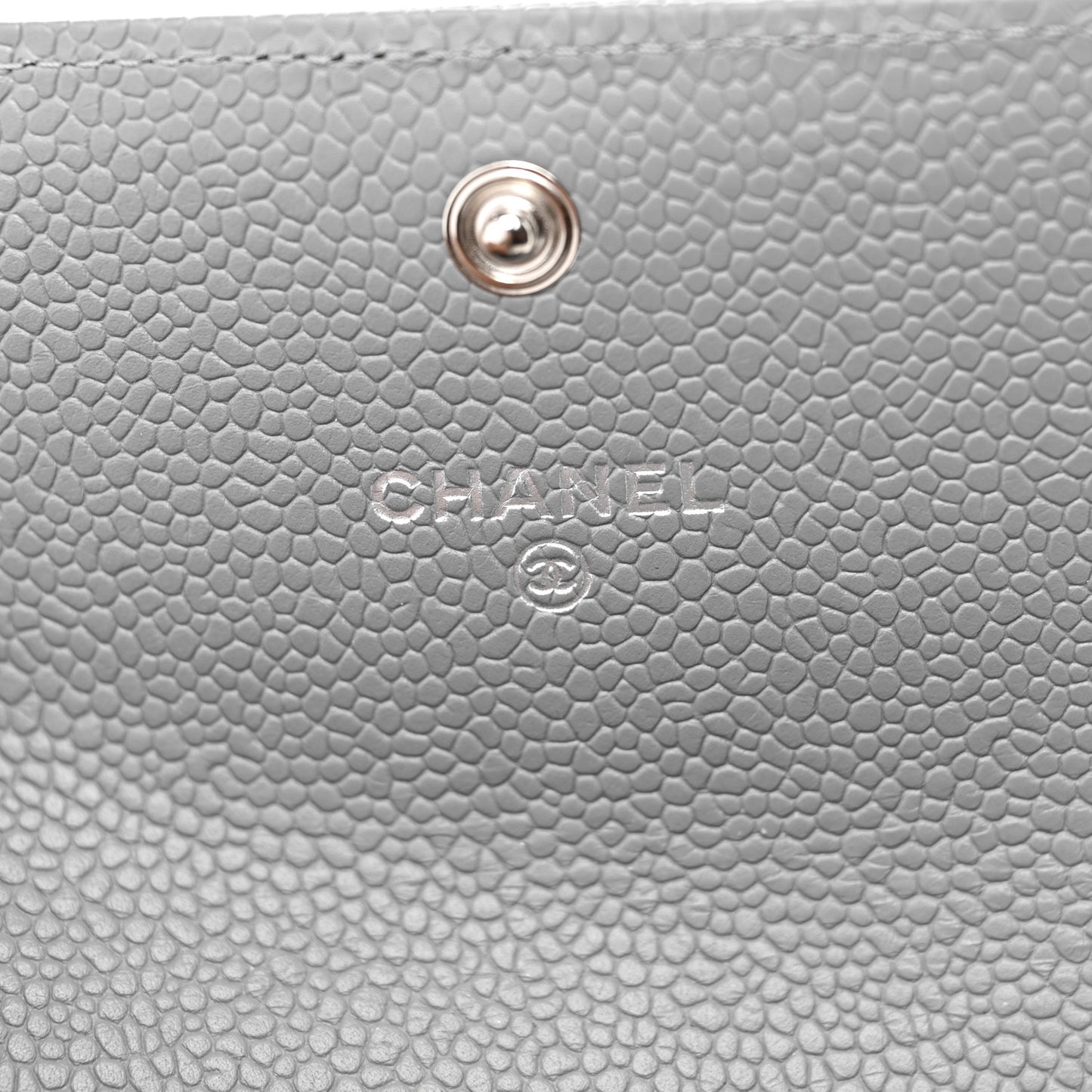Caviar Chevron Quilted Boy Card Holder Wallet Grey