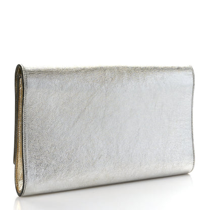 Saint Laurent Metallic Calfskin Large Belle De Jour Clutch Silver Gold 3 of 7