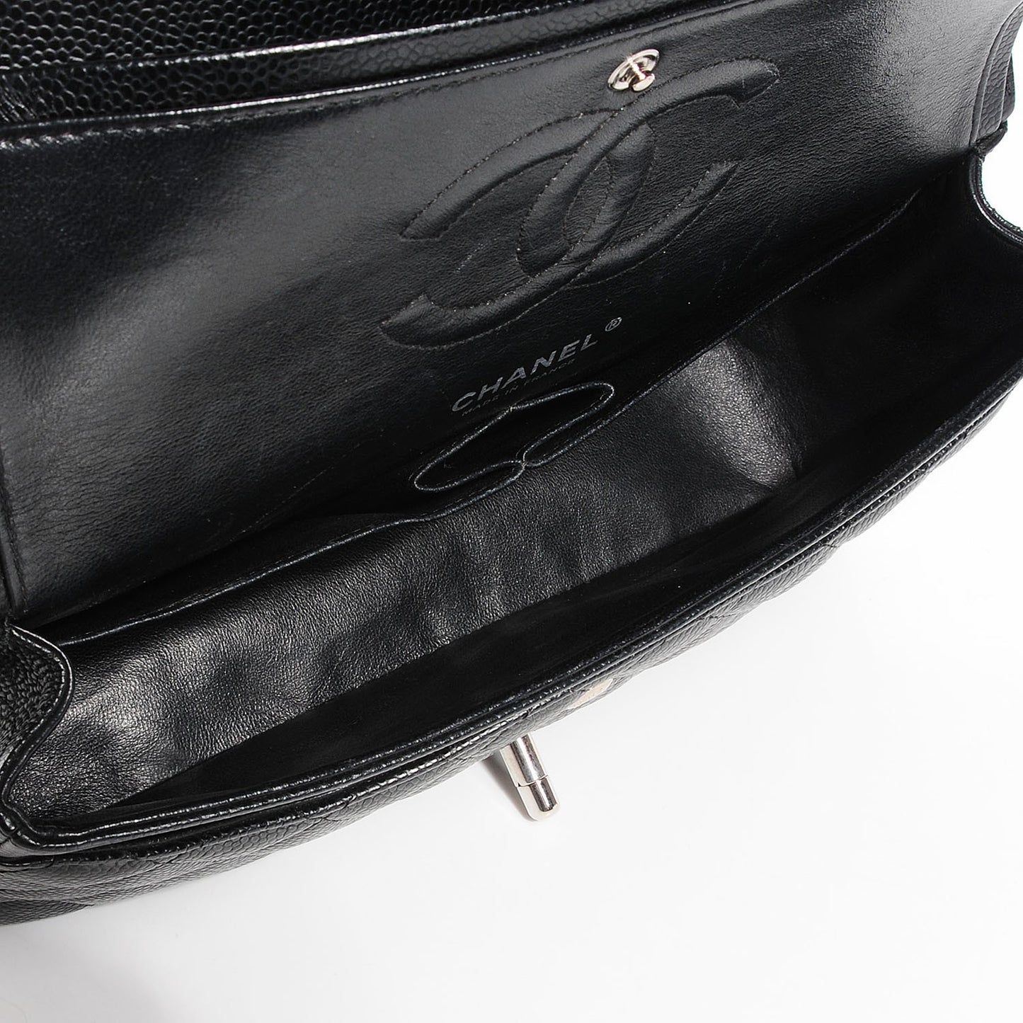 Caviar Quilted Medium Double Flap Black