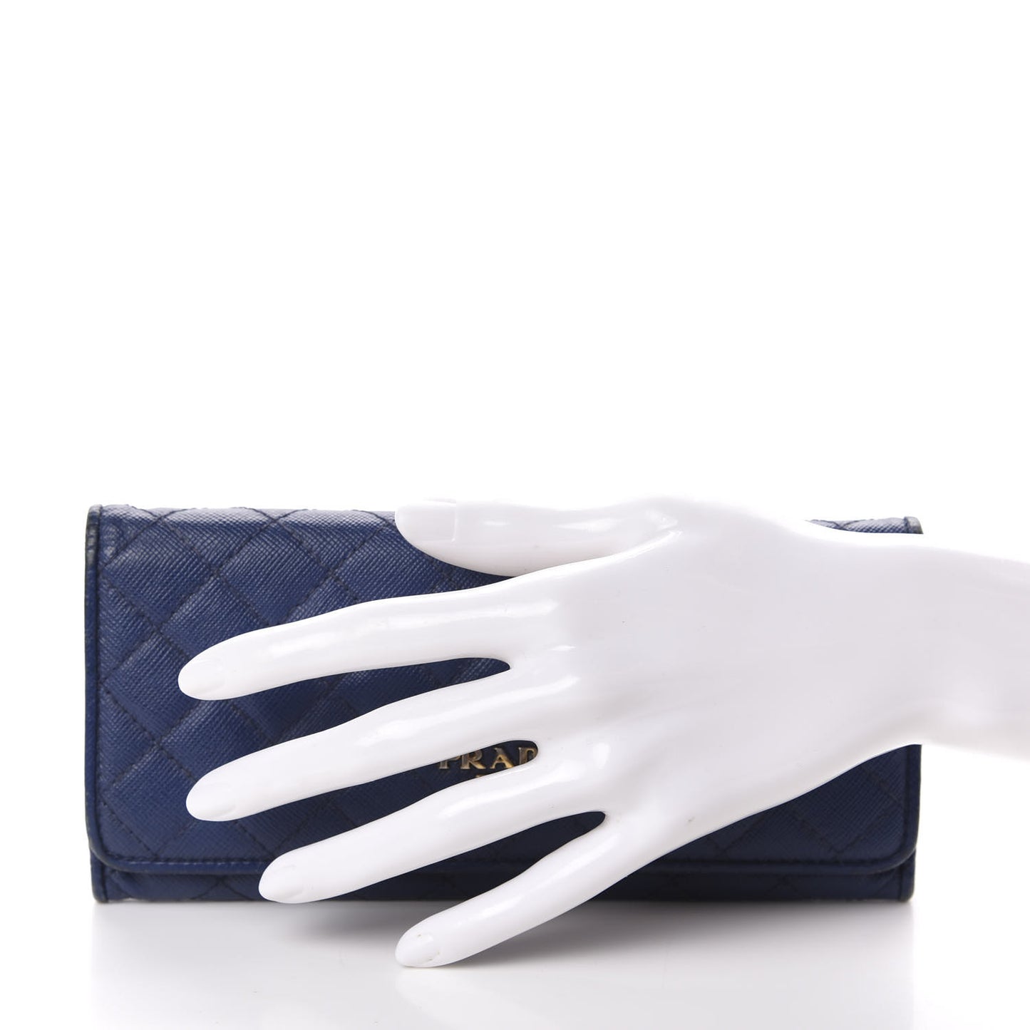 Saffiano Metal Quilted Continental Flap Wallet Bluette