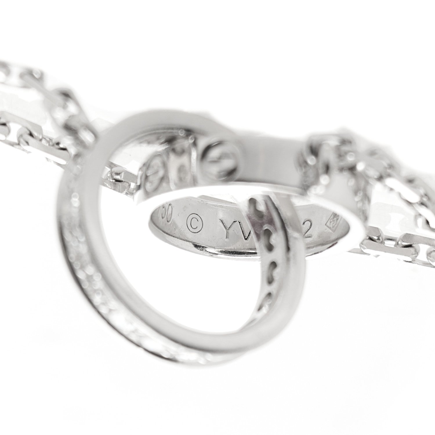 Cartier 18K White Gold Diamond Interlocking LOVE Necklace 9 of 9