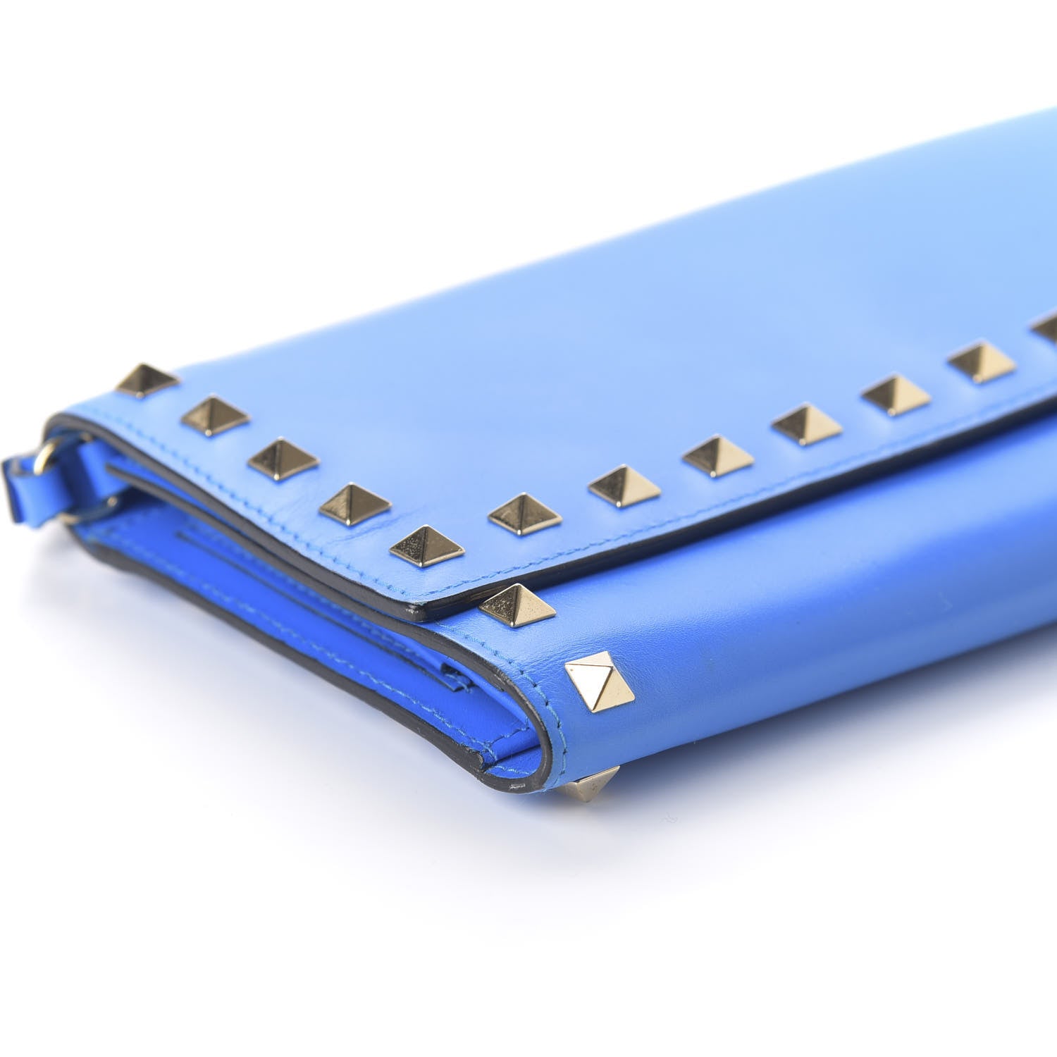 Valentino Garavani Calfskin Rockstud Wristlet Wallet Blue Fluo 6 of 10