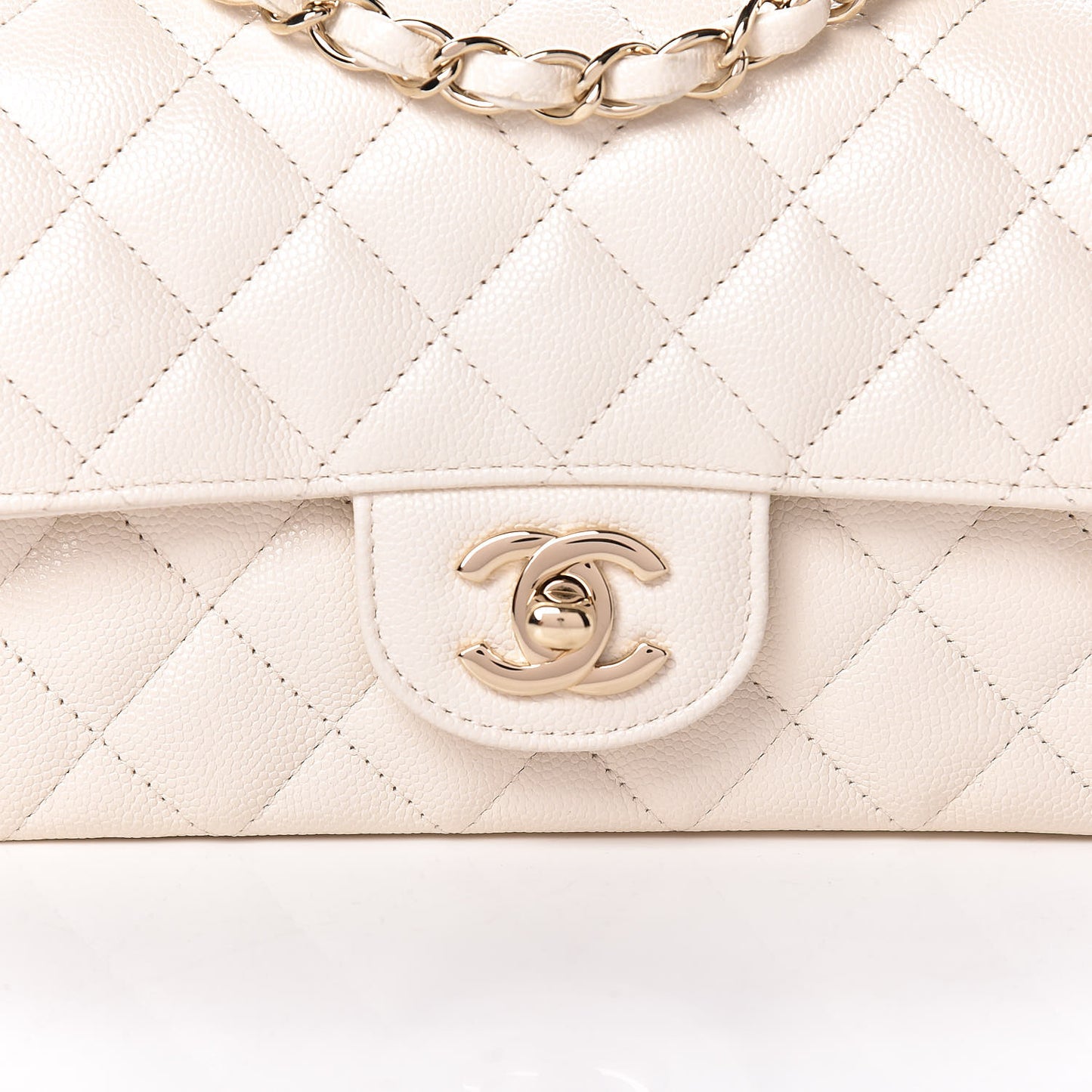 Caviar Quilted Mini Rectangular Flap White