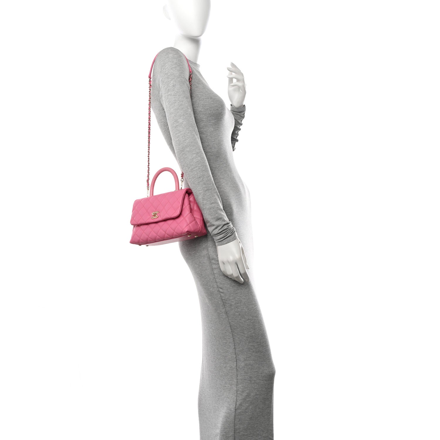 Chanel Caviar Lizard Embossed Quilted Mini Coco Handle Flap Pink 2 of 11