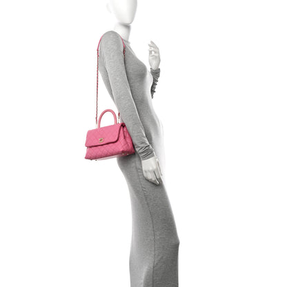 Chanel Caviar Lizard Embossed Quilted Mini Coco Handle Flap Pink 2 of 11