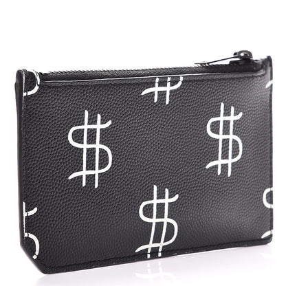 Saint Laurent Grain de Poudre Dollar Print 5 Fragments Zip Pouch Card Holder Black 3 of 8