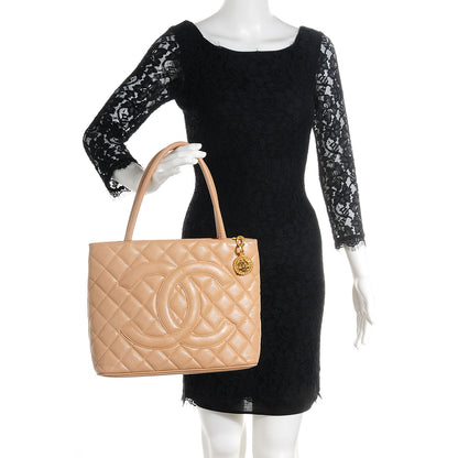 Chanel Caviar Quilted Medallion Tote Beige 2 of 7