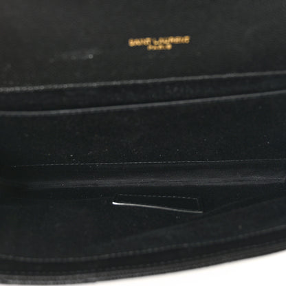 Saint Laurent Grain De Poudre Matelasse Chevron Monogram Envelope Clutch Black 6 of 8