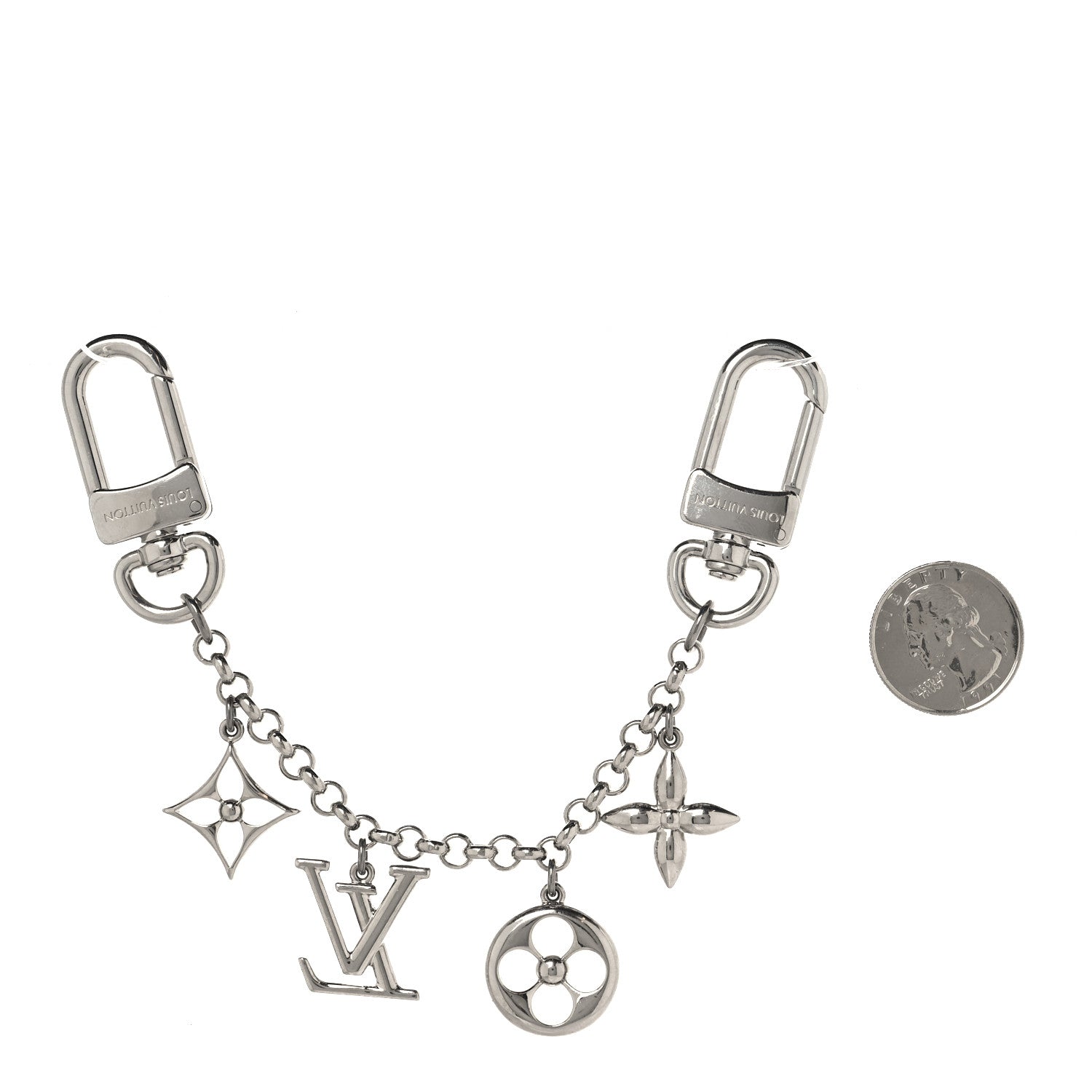 Louis Vuitton Enamel Fleur De Monogram Bag Charm Chain Silver 2 of 5