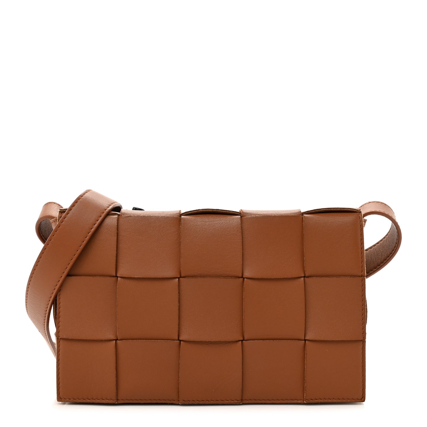 Lambskin Maxi Intrecciato Cassette Crossbody Bag Caramel