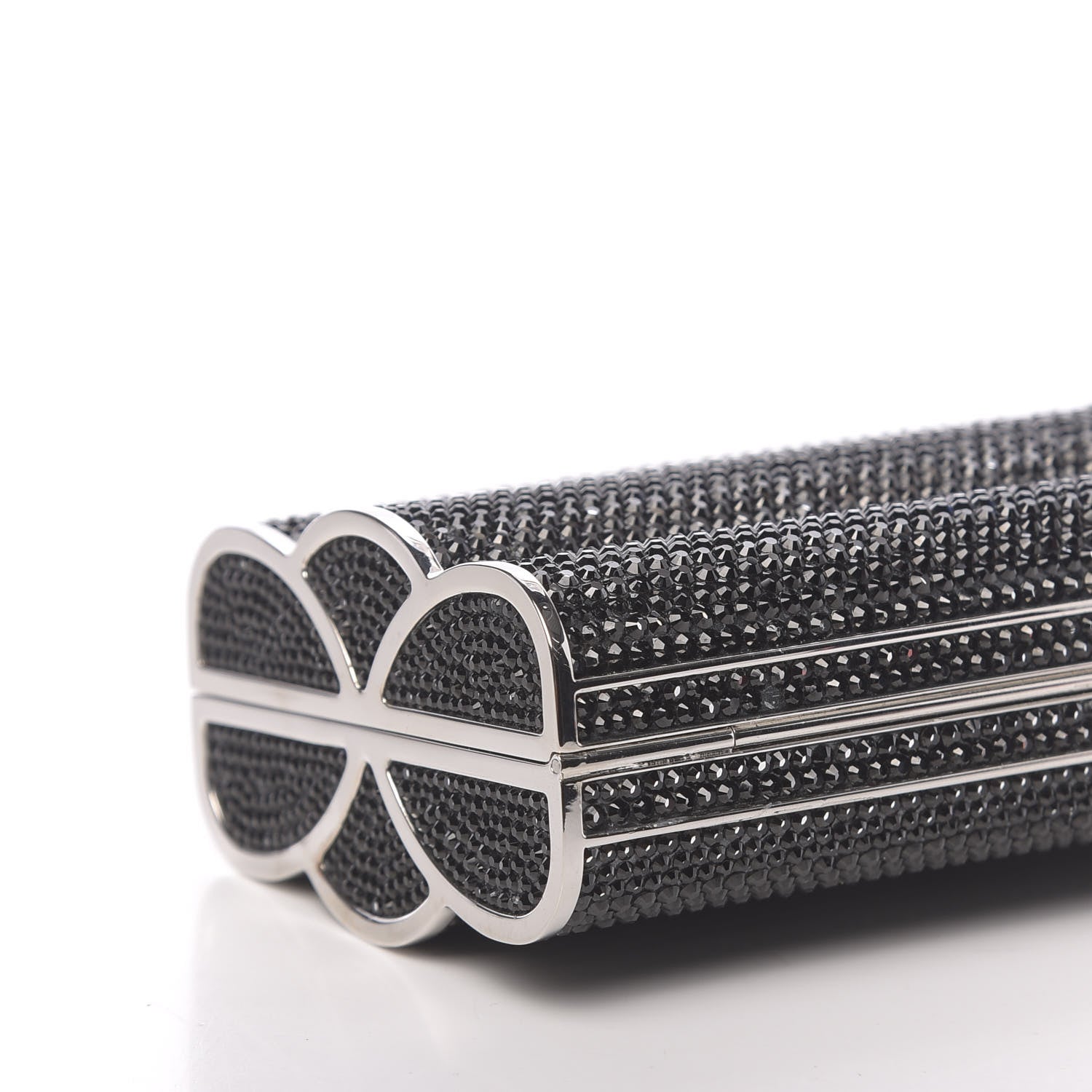 Judith Leiber Swarovski Crystal Cosmojet Minaudiere Clutch Black Silver 7 of 13