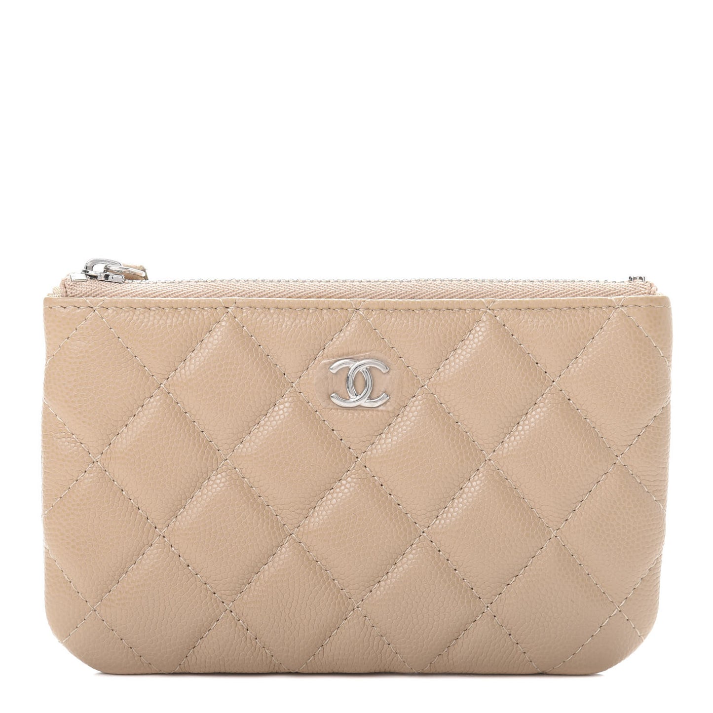 Caviar Quilted Small Cosmetic Case Beige