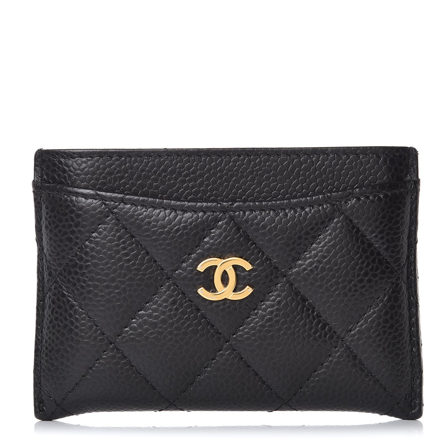 Caviar Quilted Card Holder Black
