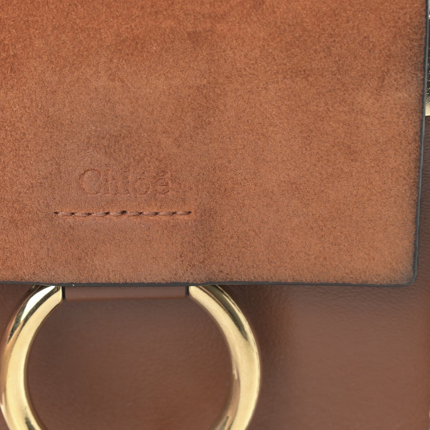 Suede Calfskin Mini Faye Bracelet Bag Tobacco