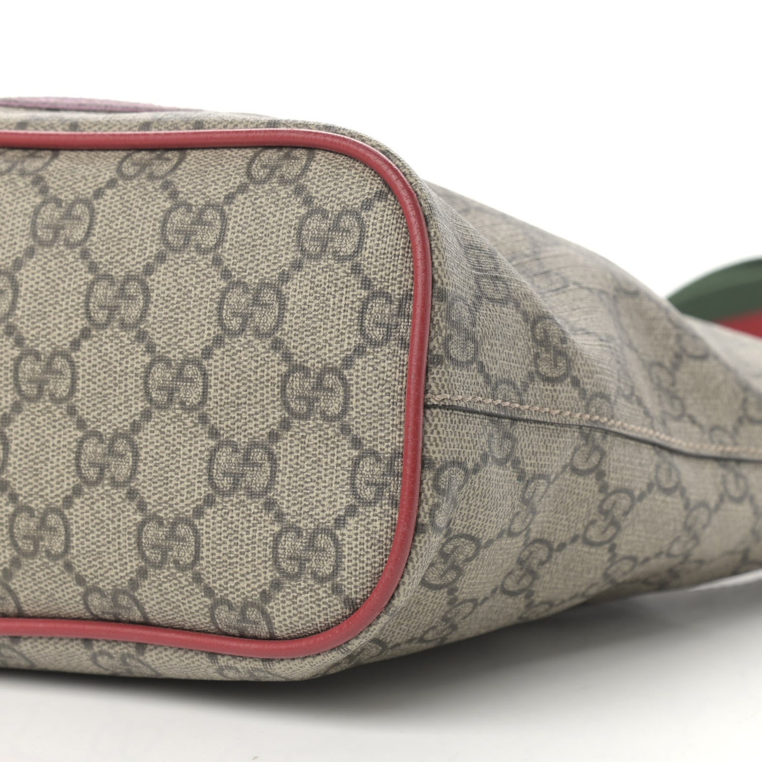 Gucci Soft GG Supreme Monogram Web Bosco Patch Small Crossbody Tote Beige Malva Hibiscus Red 11 of 15