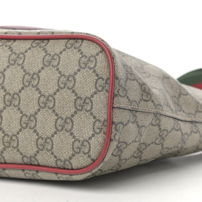 Gucci Soft GG Supreme Monogram Web Bosco Patch Small Crossbody Tote Beige Malva Hibiscus Red 11 of 15