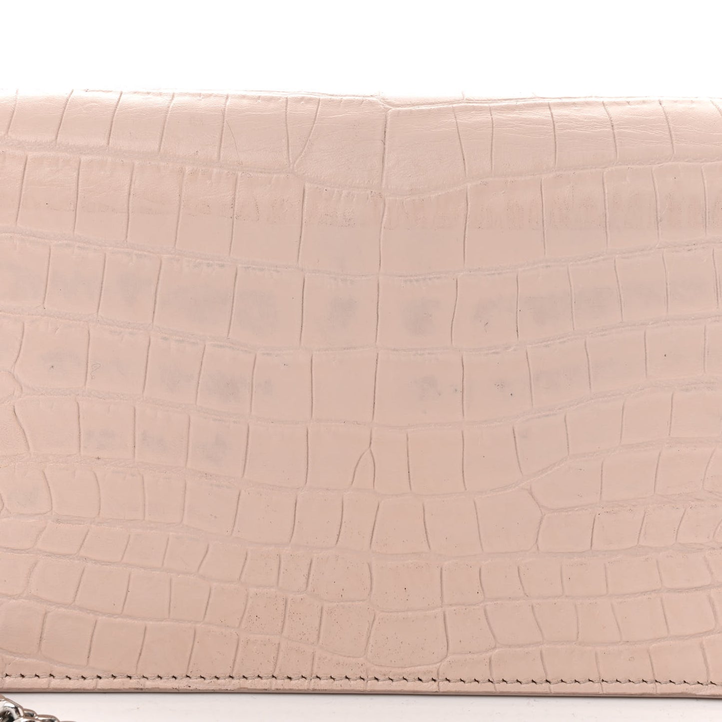 Calfskin Crocodile Embossed Kate Monogram Tassel Chain Wallet Marble Pink