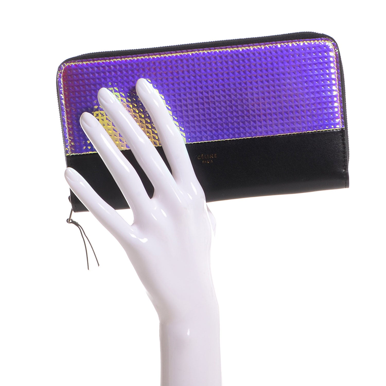 Celine Leather Hologram Holographic Zip Continental Wallet 2 of 9