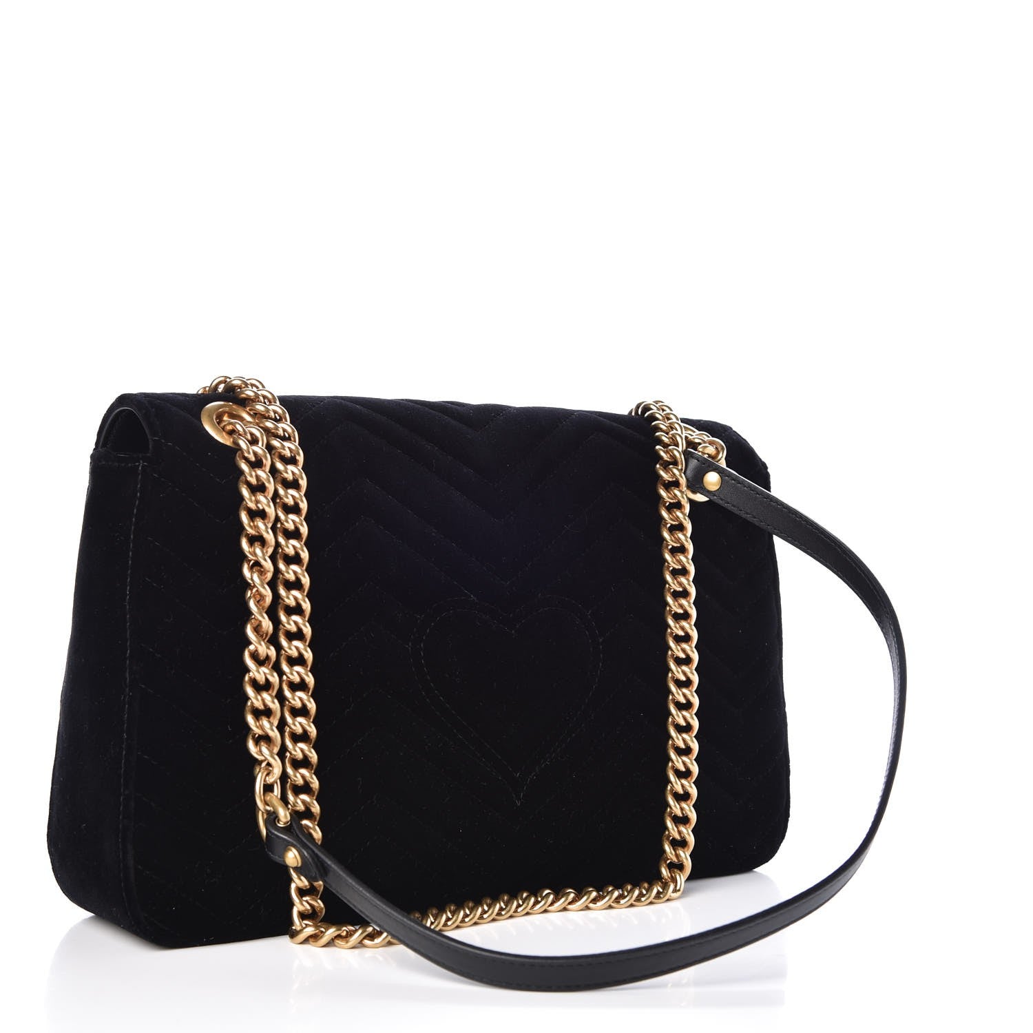 Gucci Velvet Matelasse Loved Embroidered Medium GG Marmont Shoulder Bag Black 3 of 7
