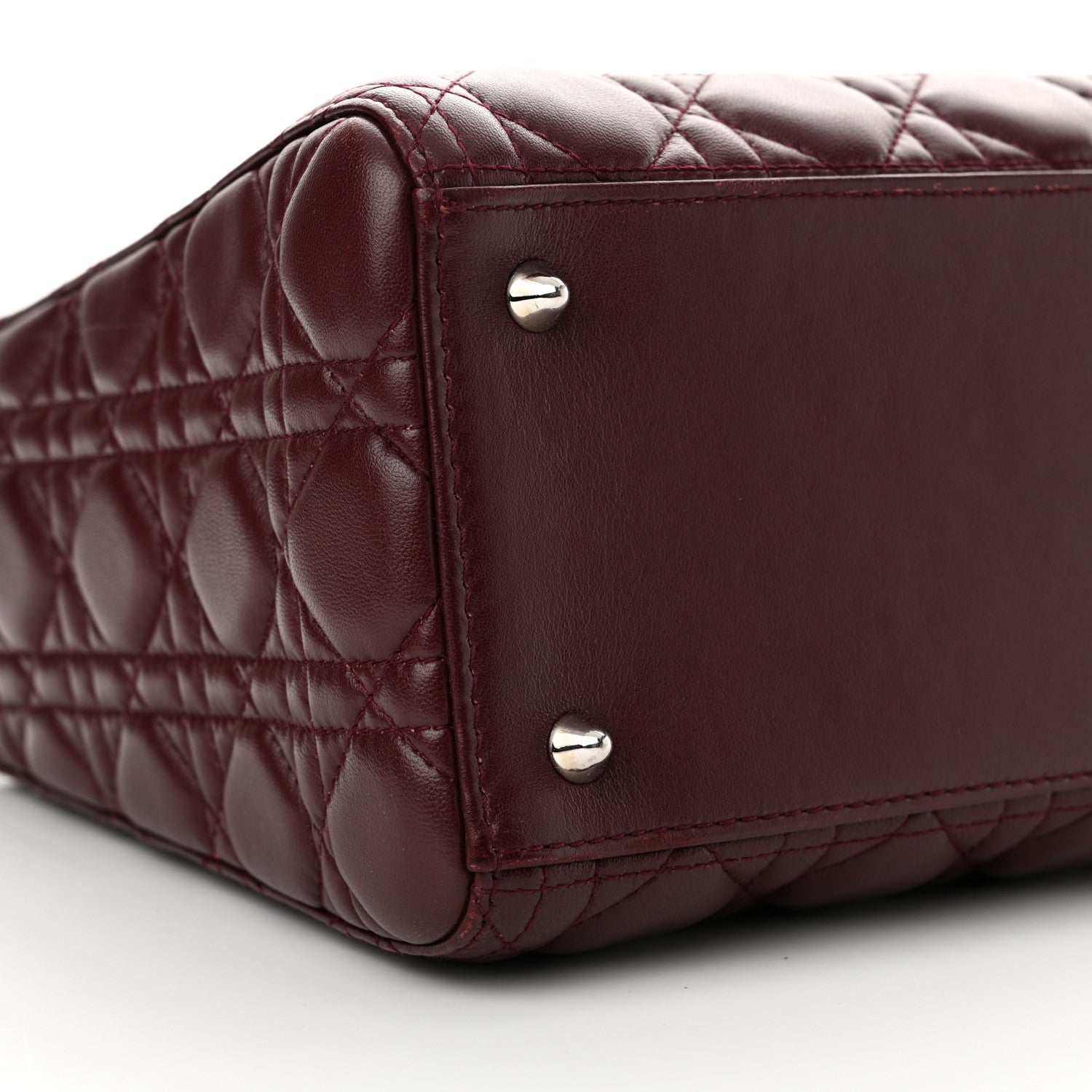 Christian Dior Lambskin Cannage Medium Lady Dior Burgundy 9 of 13