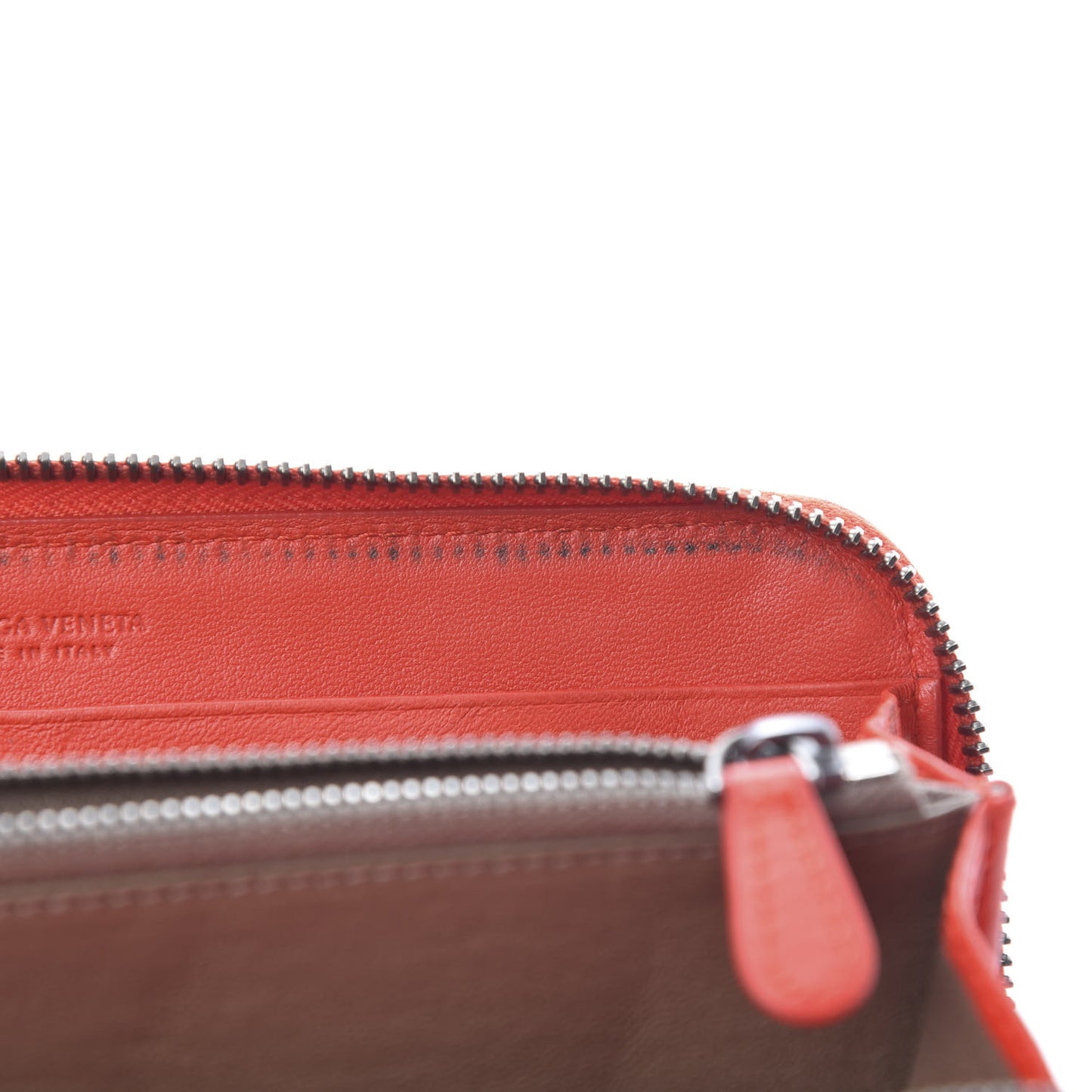 Nappa Intrecciato Zip Around Wallet Red