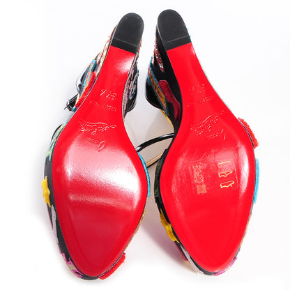 Christian Louboutin Patent Loubi Zeppa 140 Wedges 37.5 Black Red 5 of 6