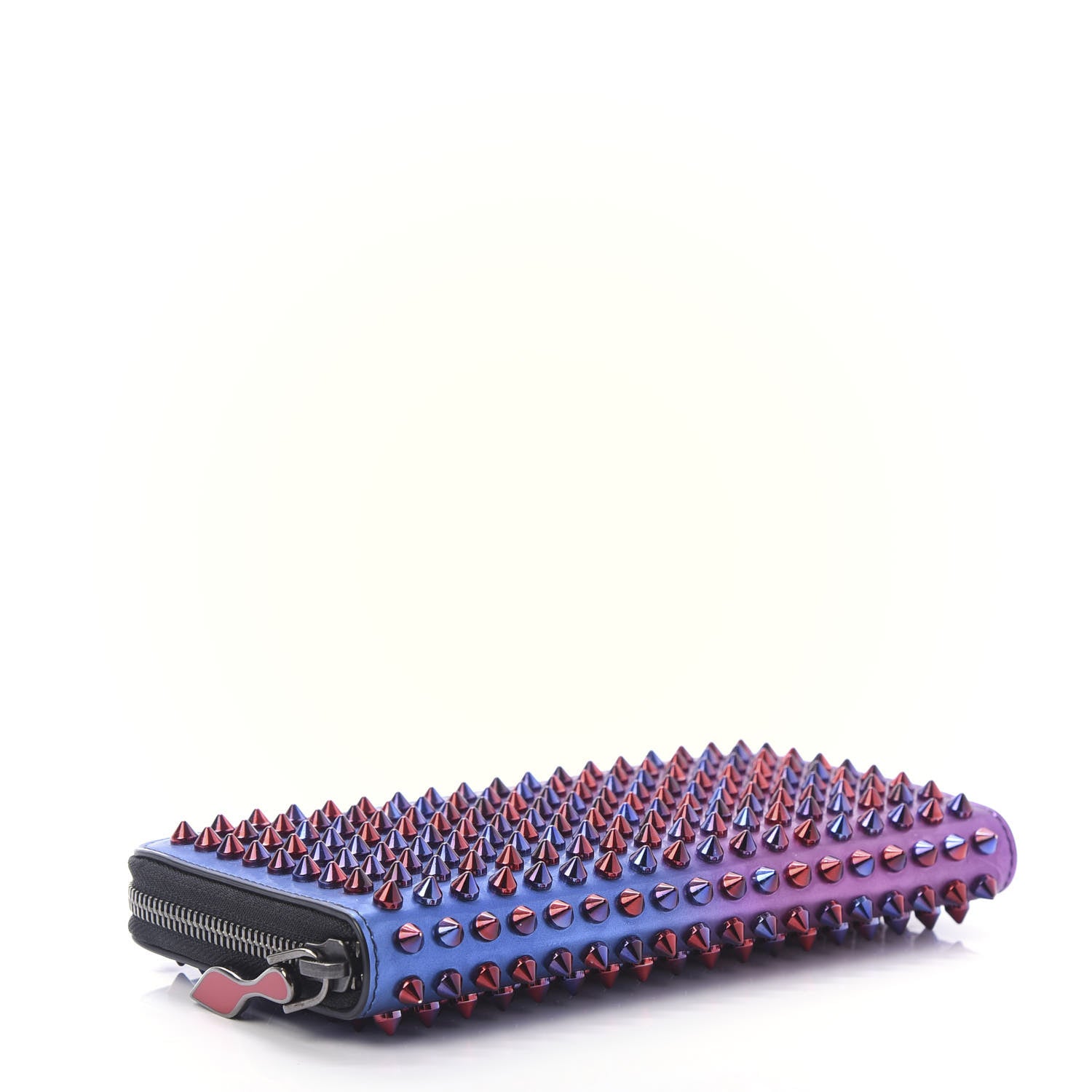 Christian Louboutin Patent Scarabe Spikes Panettone Zip Around Wallet Rose Digitale 4 of 9