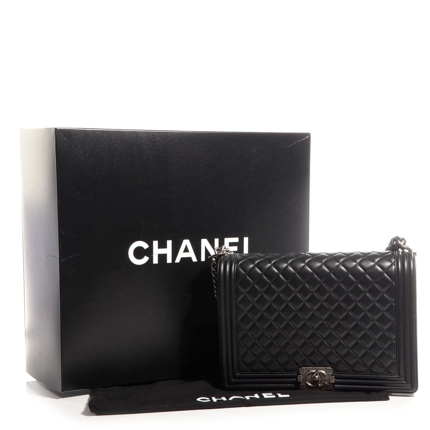 Chanel Metallic Calfskin Large Boy Flap Black 9 of 9