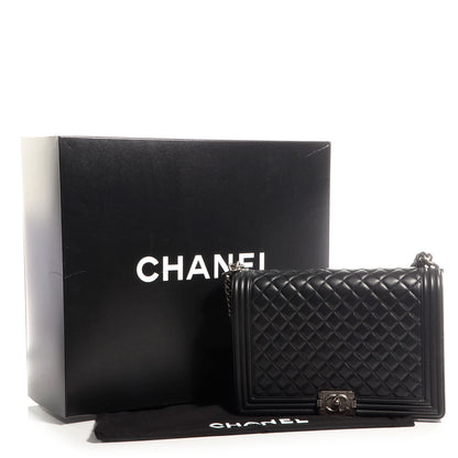 Chanel Metallic Calfskin Large Boy Flap Black 9 of 9