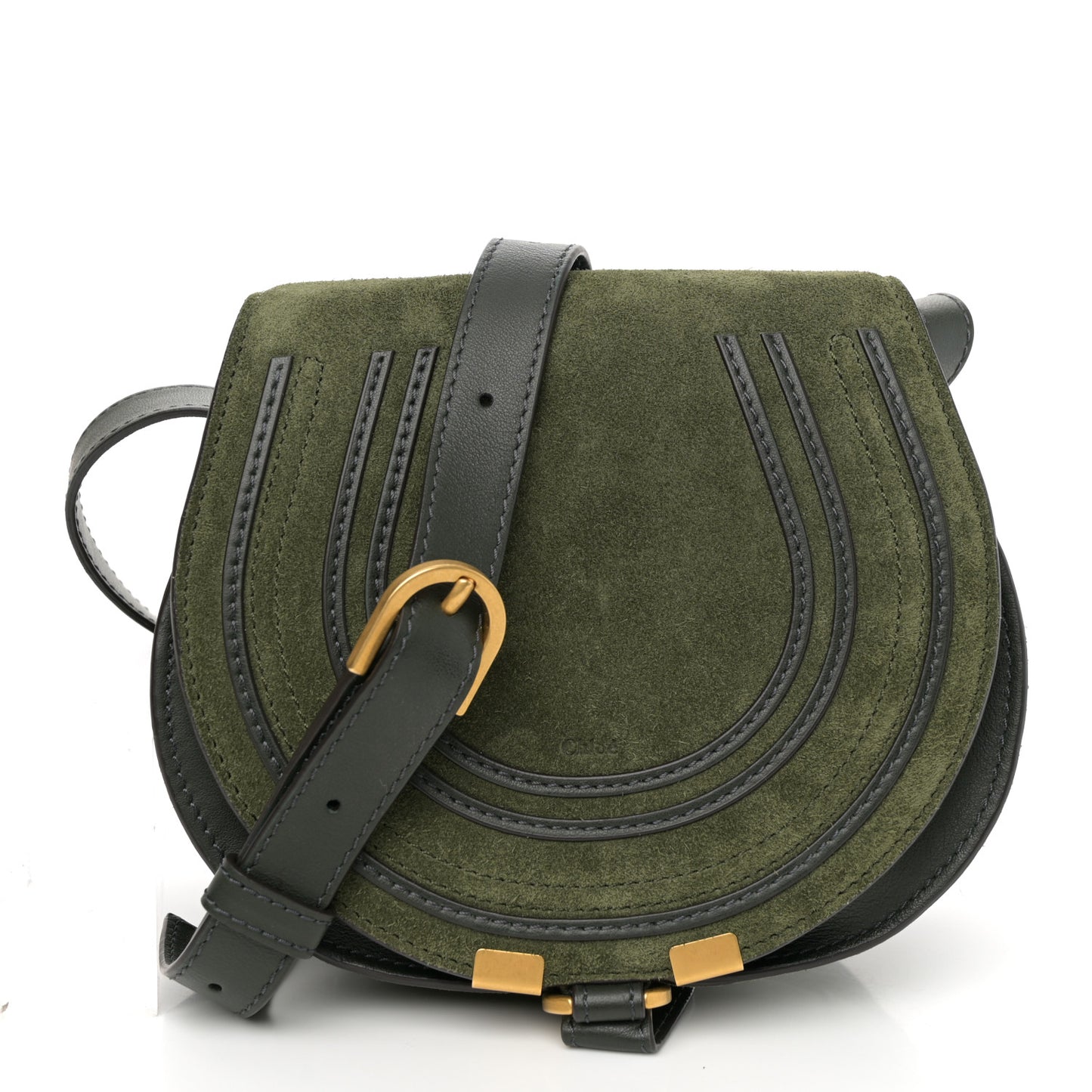 Suede Small Marcie Saddle Bag Night Forest