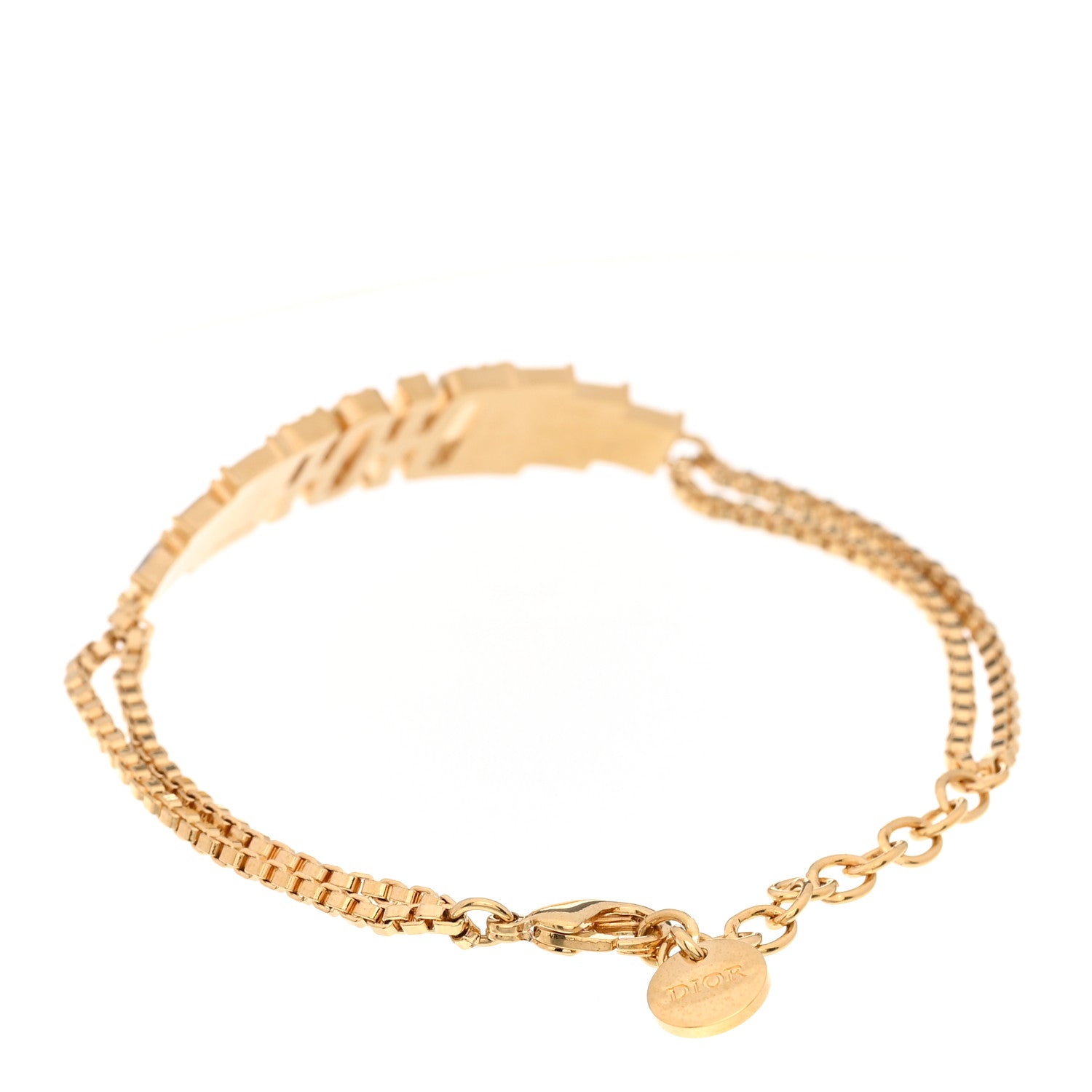 Christian Dior Crystal Metal Logo Bracelet Gold 3 of 5